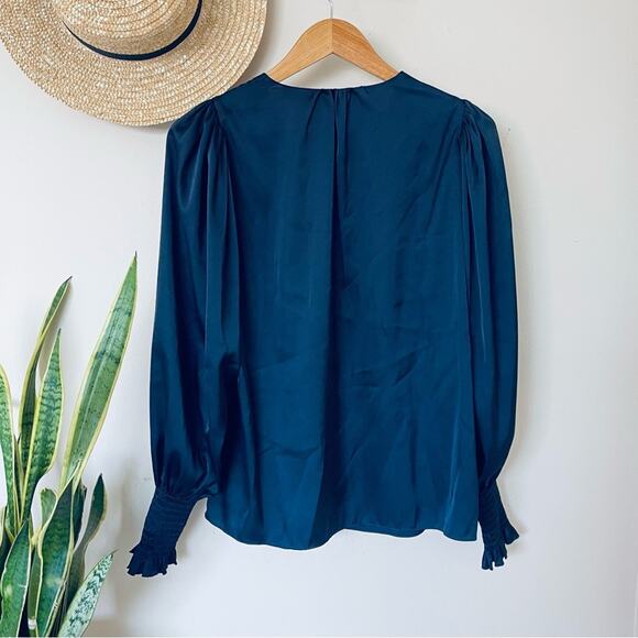 Rebecca Taylor Tie Neck Sateen Blouse - Picture 4 of 7